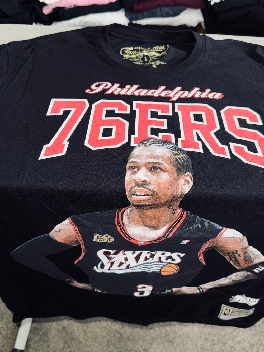 Mitchell & Ness Black Philadelphia 76ERS Graphic Crew T-Shirt